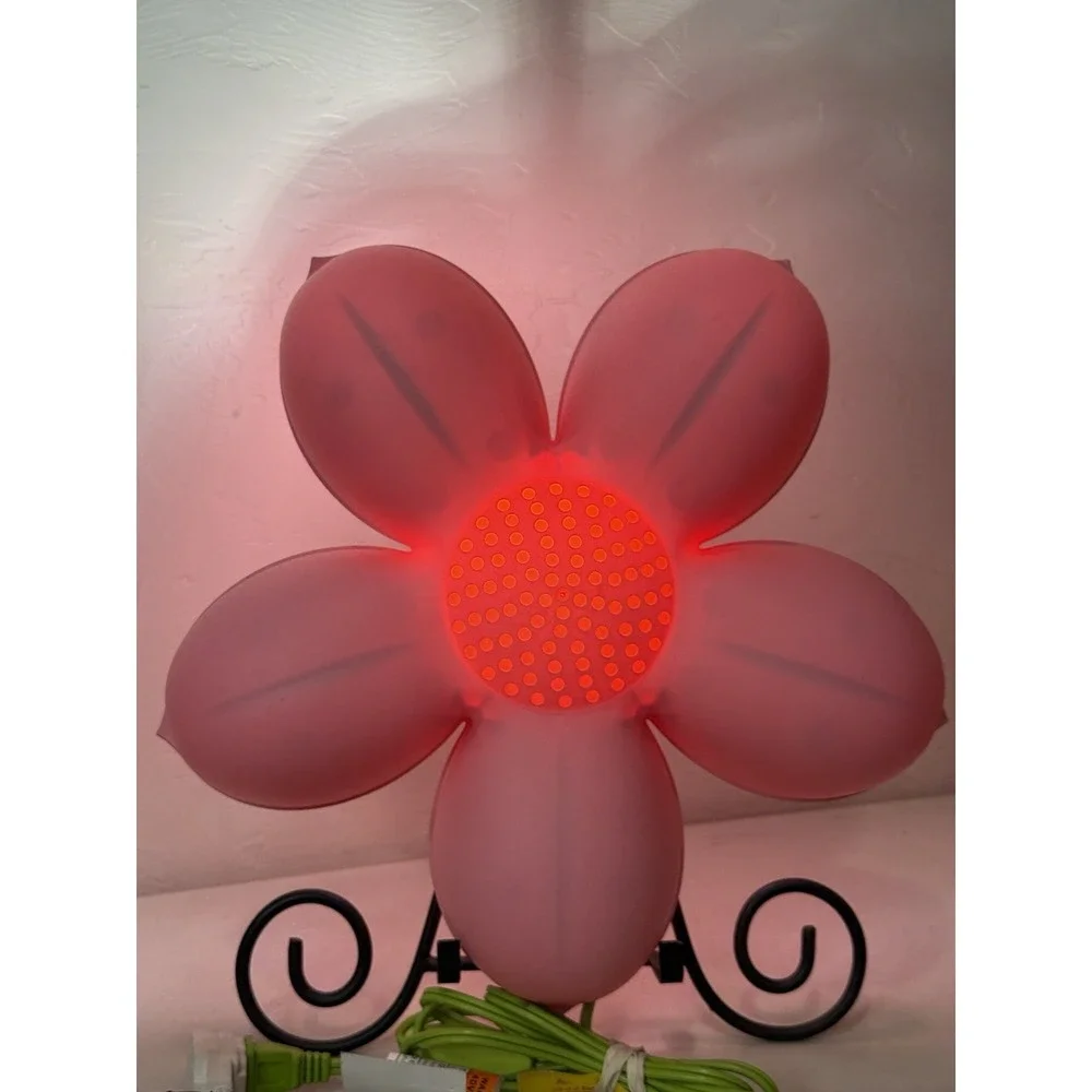 VTG IKEA Smila Blomma Pink Flower Wall Lamp Sconce Kids Night Light Green Cord